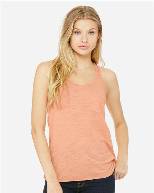 BELLA + CANVAS Women's Flowy Racerback Tank 8800 - Peach Slub