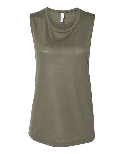 BELLA + CANVAS Women's Flowy Scoop Muscle Tank 8803 - Military Green