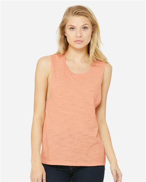BELLA + CANVAS Women's Flowy Scoop Muscle Tank 8803 - Peach Slub