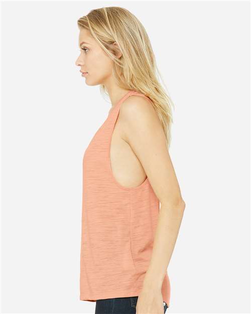 BELLA + CANVAS Women's Flowy Scoop Muscle Tank 8803 - Peach Slub