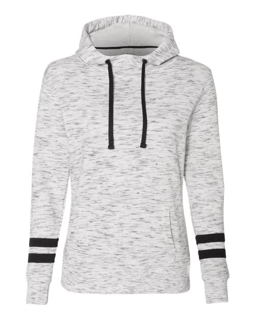 J. America Women’s Mélange Fleece Striped-Sleeve Hooded Sweatshirt 8674