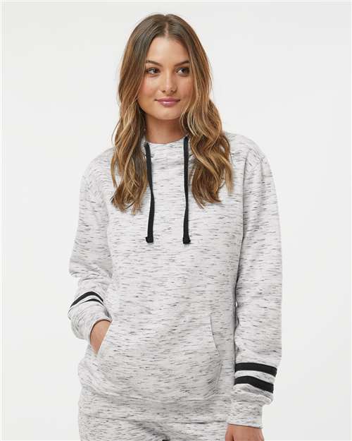 J. America Women’s Mélange Fleece Striped-Sleeve Hooded Sweatshirt 8674