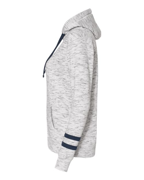 J. America Women’s Mélange Fleece Striped-Sleeve Hooded Sweatshirt 8674