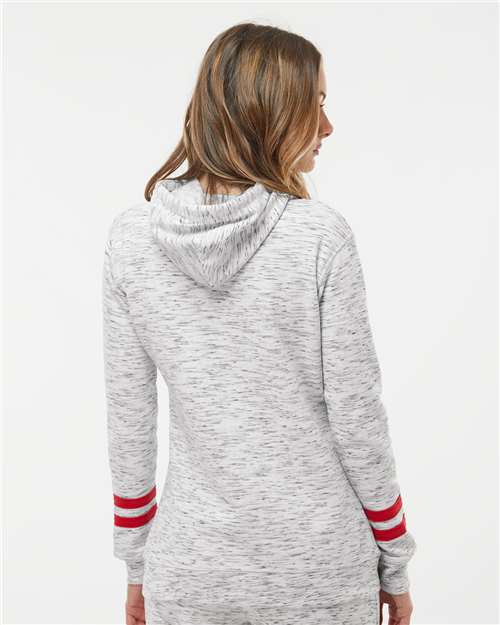 J. America Women’s Mélange Fleece Striped-Sleeve Hooded Sweatshirt 8674