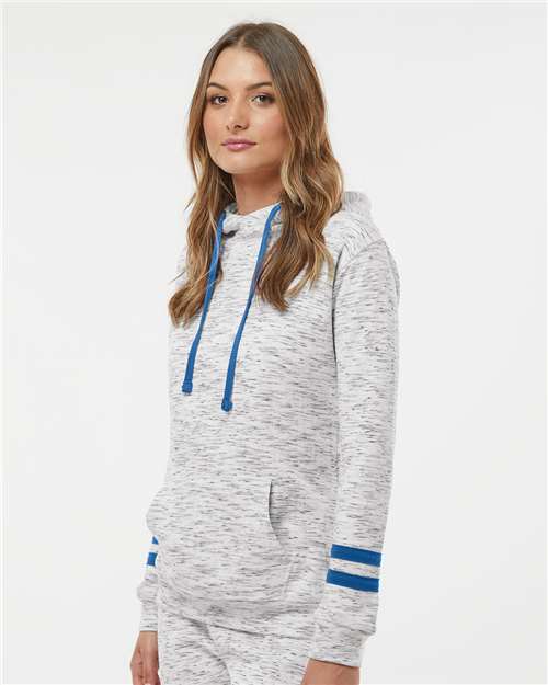 J. America Women’s Mélange Fleece Striped-Sleeve Hooded Sweatshirt 8674