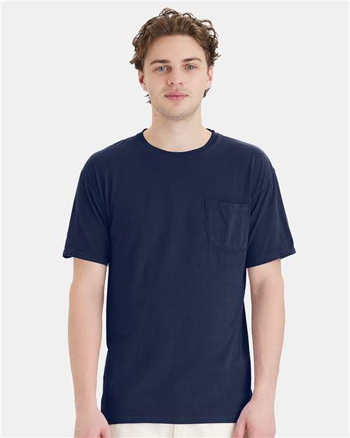 ComfortWash by Hanes Unisex Garment-Dyed Pocket T-Shirt GDH150 - Navy