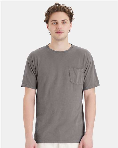 ComfortWash by Hanes Unisex Garment-Dyed Pocket T-Shirt GDH150 - Concrete Grey