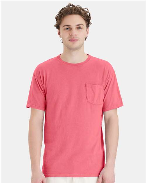 ComfortWash by Hanes Unisex Garment-Dyed Pocket T-Shirt GDH150 - Coral Craze