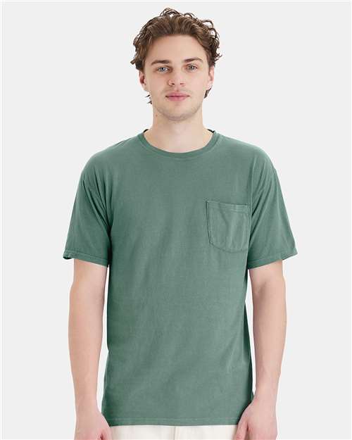 ComfortWash by Hanes Unisex Garment-Dyed Pocket T-Shirt GDH150 - Cypress Green