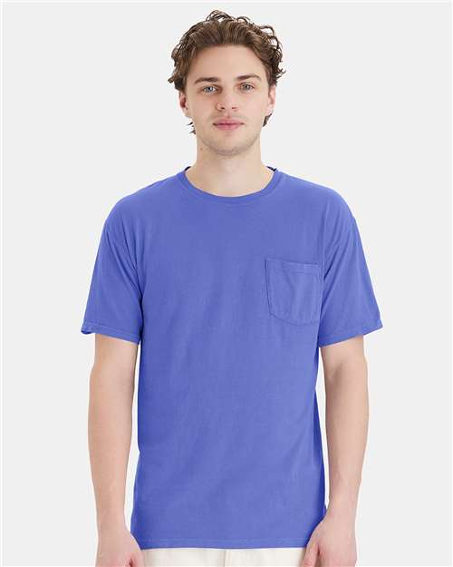 ComfortWash by Hanes Unisex Garment-Dyed Pocket T-Shirt GDH150 - Deep Forte Blue