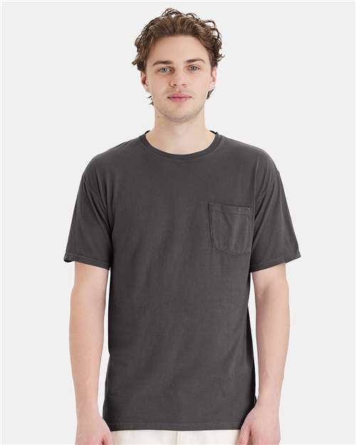 ComfortWash by Hanes Unisex Garment-Dyed Pocket T-Shirt GDH150 - New Railroad Grey