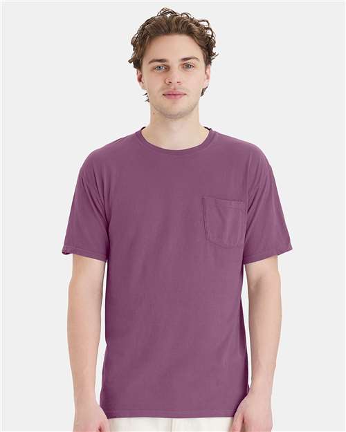 ComfortWash by Hanes Unisex Garment-Dyed Pocket T-Shirt GDH150 - Purple Plum Raisin