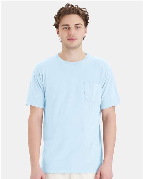 ComfortWash by Hanes Unisex Garment-Dyed Pocket T-Shirt GDH150 - Soothing Blue