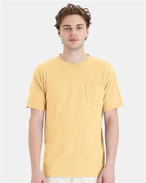 ComfortWash by Hanes Unisex Garment-Dyed Pocket T-Shirt GDH150 - Summer Squash Yellow
