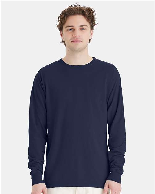 ComfortWash by Hanes Unisex Garment-Dyed Long Sleeve T-Shirt GDH200 - Navy