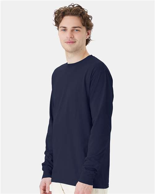 ComfortWash by Hanes Unisex Garment-Dyed Long Sleeve T-Shirt GDH200 - Navy