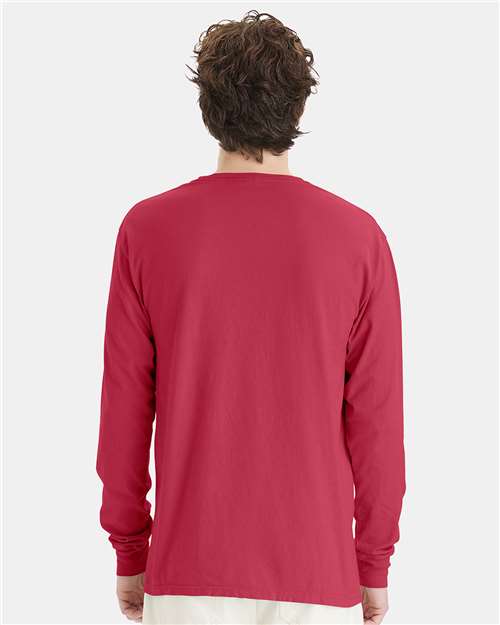 ComfortWash by Hanes Unisex Garment-Dyed Long Sleeve T-Shirt GDH200 - Crimson Fall