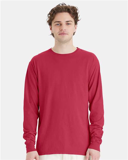 ComfortWash by Hanes Unisex Garment-Dyed Long Sleeve T-Shirt GDH200 - Crimson Fall