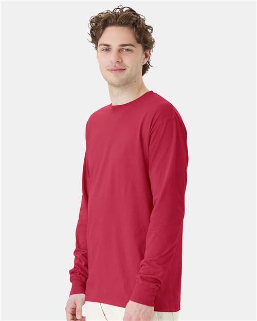ComfortWash by Hanes Unisex Garment-Dyed Long Sleeve T-Shirt GDH200 - Crimson Fall
