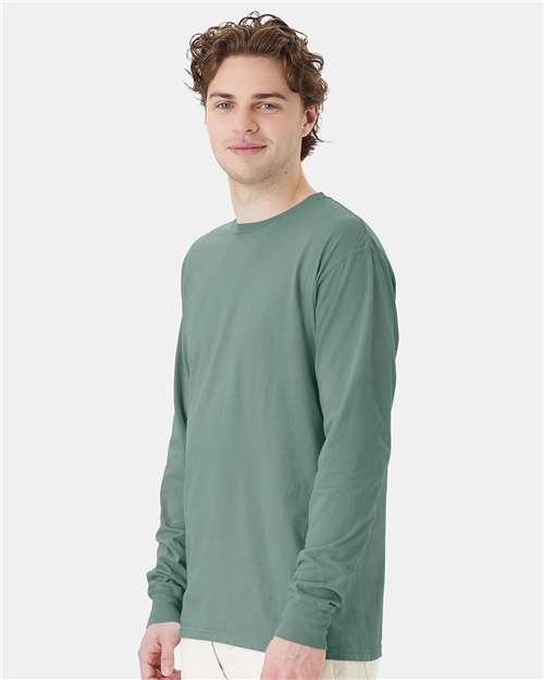 ComfortWash by Hanes Unisex Garment-Dyed Long Sleeve T-Shirt GDH200 - Cypress Green