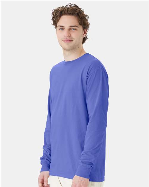 ComfortWash by Hanes Unisex Garment-Dyed Long Sleeve T-Shirt GDH200 - Deep Forte Blue