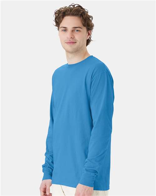 ComfortWash by Hanes Unisex Garment-Dyed Long Sleeve T-Shirt GDH200 - Summer Sky Blue