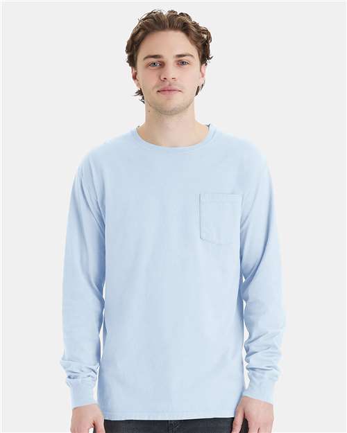 ComfortWash by Hanes Unisex Garment-Dyed Long Sleeve T-Shirt With a Pocket GDH250