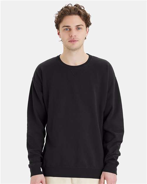 ComfortWash by Hanes Unisex Garment-Dyed Crewneck Sweatshirt GDH400 - Black