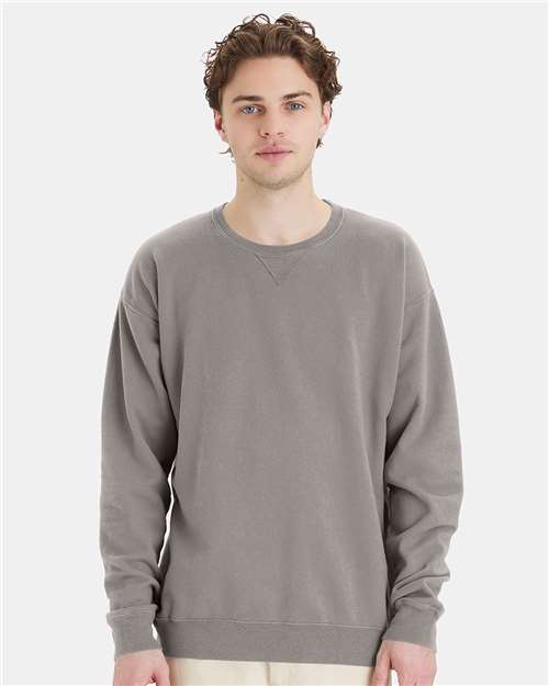 ComfortWash by Hanes Unisex Garment-Dyed Crewneck Sweatshirt GDH400 - Concrete Grey