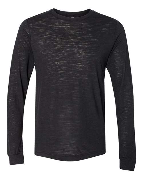 BELLA + CANVAS Unisex Jersey Long Sleeve Tee 3501 - Solid Black Slub