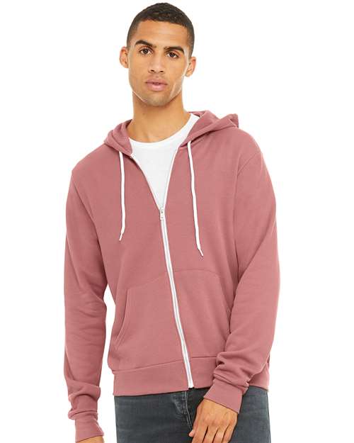 BELLA + CANVAS Unisex Sponge Fleece Full-Zip Hoodie Sweatshirt 3739 - Mauve