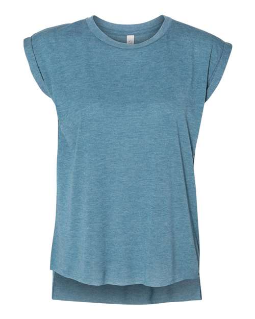 BELLA + CANVAS Women’s Flowy Rolled Cuffs Muscle Tee 8804
