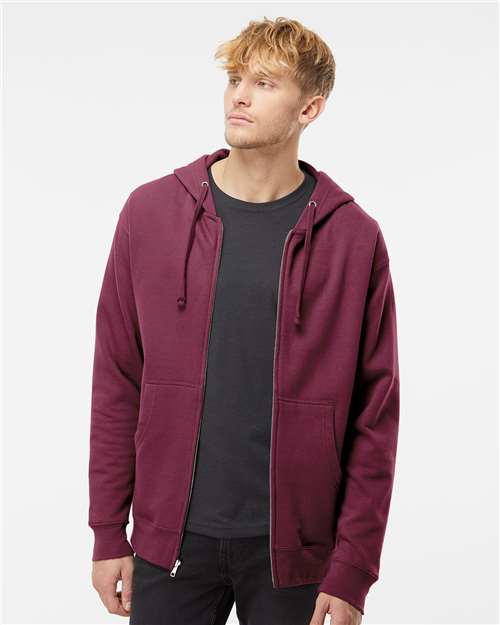 Independent Trading Co. Unisex Midweight Full-Zip Hooded Sweatshirt SS4500Z - Maroon