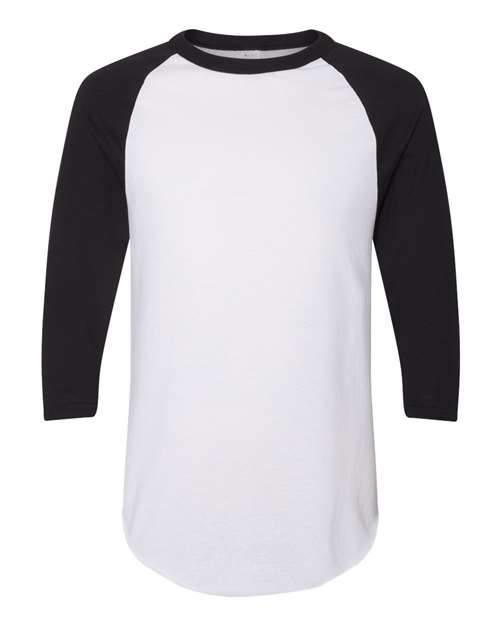 Augusta Sportswear Unisex Three-Quarter Raglan Sleeve Baseball Jersey T-Shirt 4420 - White/ Black