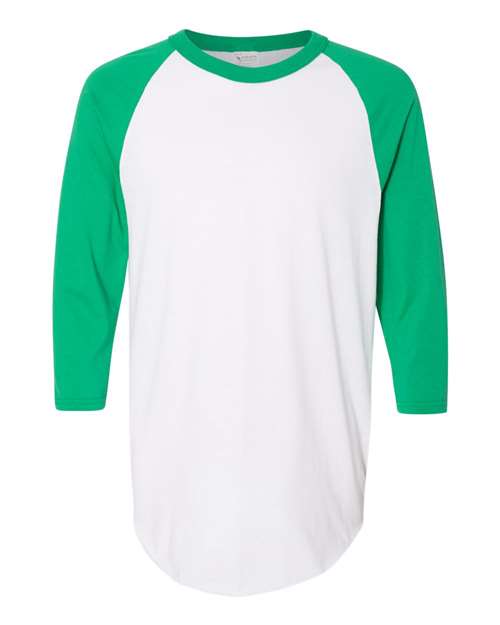 Augusta Sportswear Unisex Three-Quarter Raglan Sleeve Baseball Jersey T-Shirt 4420 - White/ Kelly