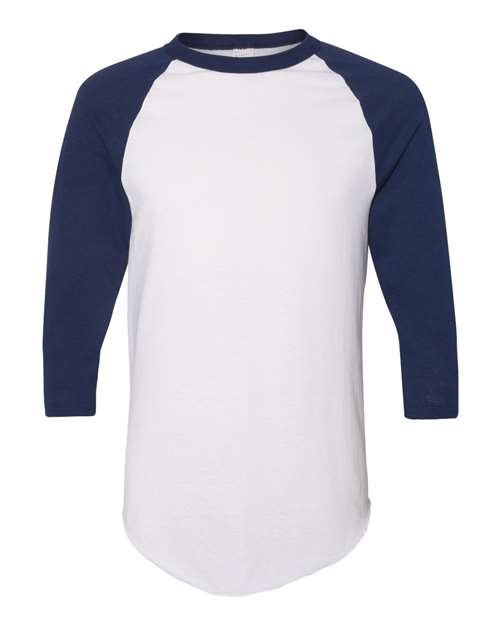 Augusta Sportswear Unisex Three-Quarter Raglan Sleeve Baseball Jersey T-Shirt 4420 - White/ Navy