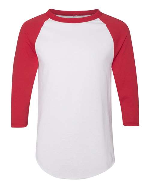 Augusta Sportswear Unisex Three-Quarter Raglan Sleeve Baseball Jersey T-Shirt 4420 - White/ Red