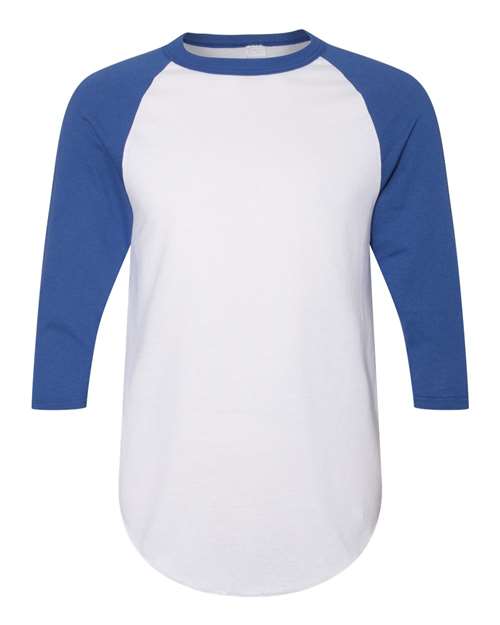 Augusta Sportswear Unisex Three-Quarter Raglan Sleeve Baseball Jersey T-Shirt 4420 - White/ Royal