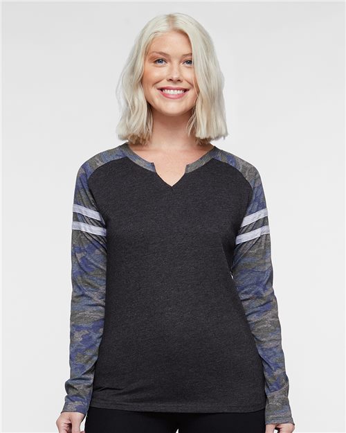 LAT Women's Fine Jersey Mash Up Long Sleeve T-Shirt 3534