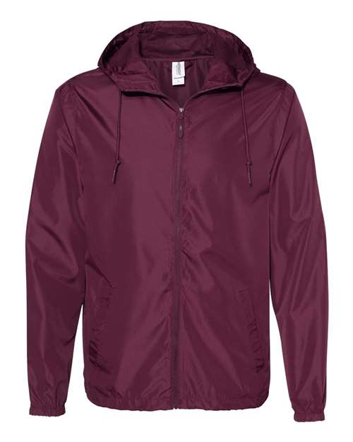 Independent Trading Co. Men's Lightweight Windbreaker Full-Zip Jacket EXP54LWZ - Maroon