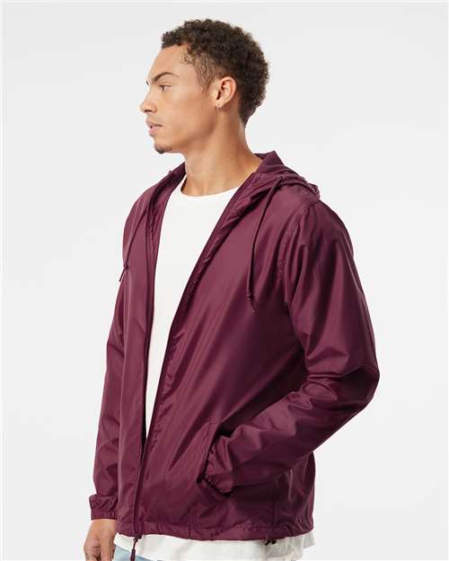 Independent Trading Co. Men's Lightweight Windbreaker Full-Zip Jacket EXP54LWZ - Maroon