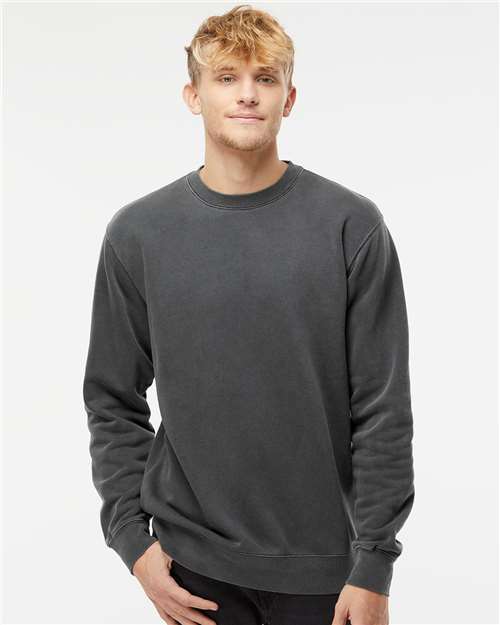 Independent Trading Co. Unisex Midweight Pigment-Dyed Crewneck Sweatshirt PRM3500 - Pigment Black