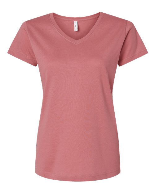 LAT Women's Fine Jersey V-Neck Tee 3507 - Mauvelous