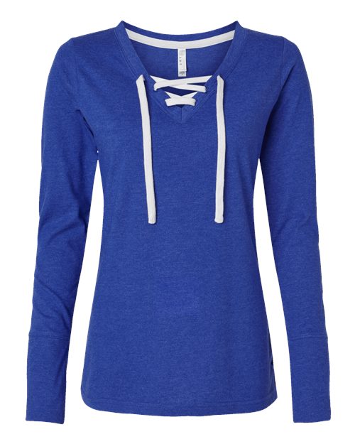 LAT Women's Fine Jersey Lace-Up Long Sleeve T-Shirt 3538