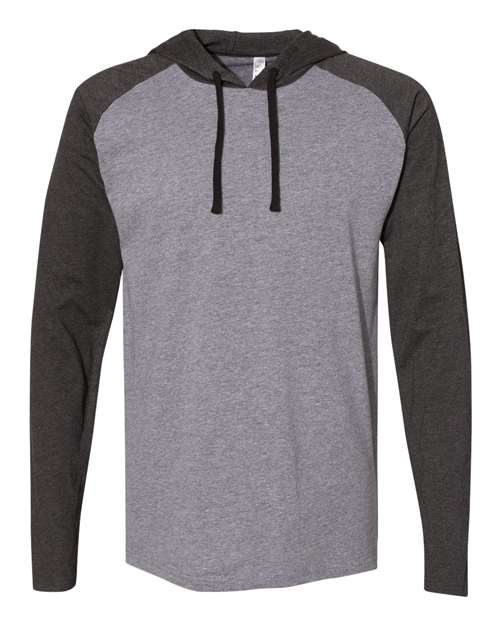 LAT Men's Fine Jersey Hooded Long Sleeve Raglan T-Shirt 6917