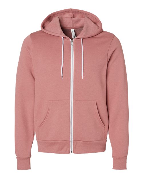 BELLA + CANVAS Unisex Sponge Fleece Full-Zip Hoodie Sweatshirt 3739 - Heather Mauve