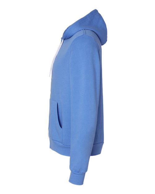 BELLA + CANVAS Unisex Sponge Fleece Full-Zip Hoodie Sweatshirt 3739 - Heather Columbia Blue