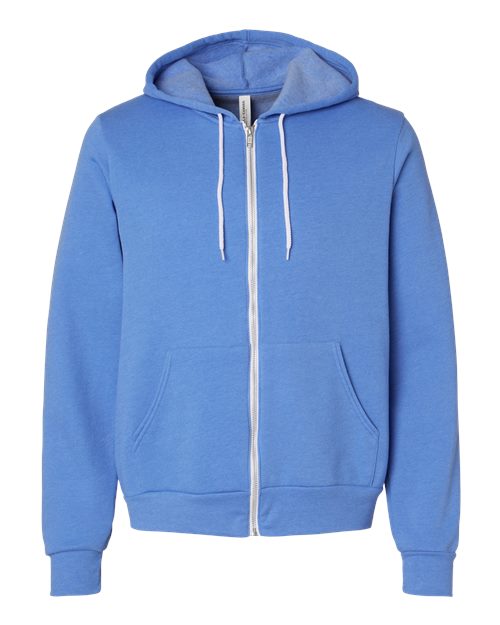 BELLA + CANVAS Unisex Sponge Fleece Full-Zip Hoodie Sweatshirt 3739 - Heather Columbia Blue