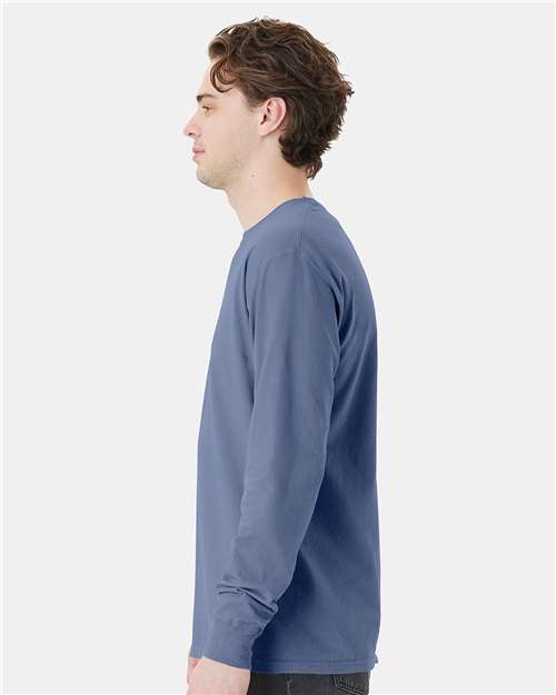 ComfortWash by Hanes Unisex Garment-Dyed Long Sleeve T-Shirt With a Pocket GDH250