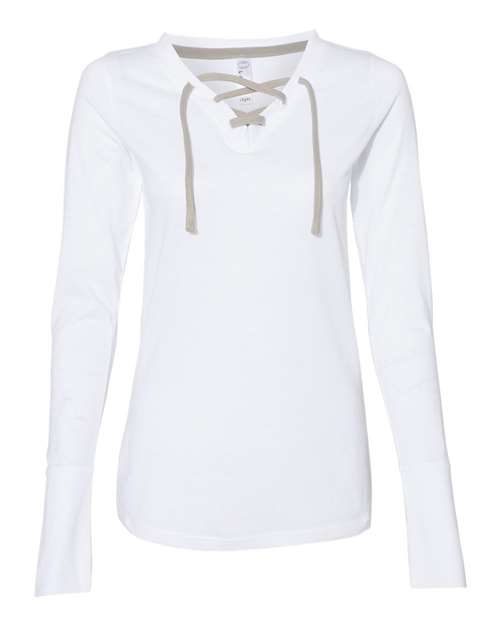 LAT Women's Fine Jersey Lace-Up Long Sleeve T-Shirt 3538
